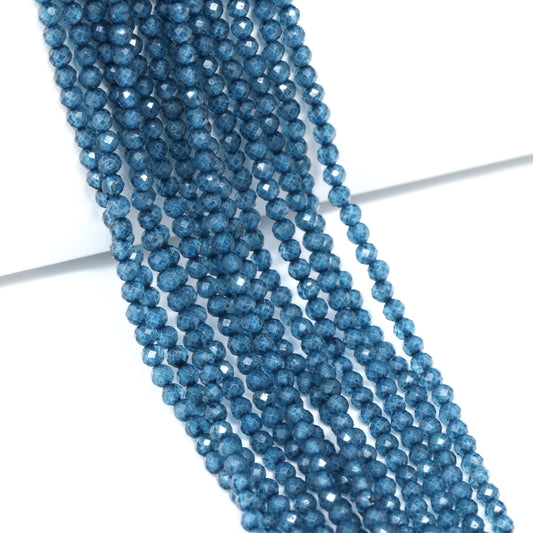 Coated London Blue Topaz 3mm Faceted Rounds Bead Strand