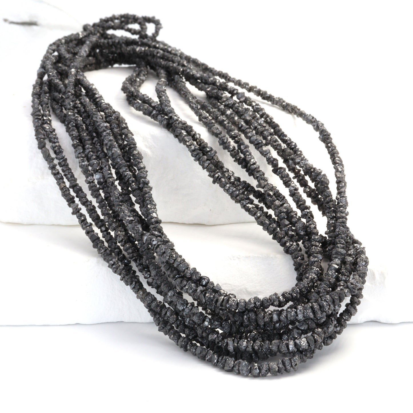 Black Diamond 2.5mm - 3.0mm Hand Faceted Chips Bead Strand