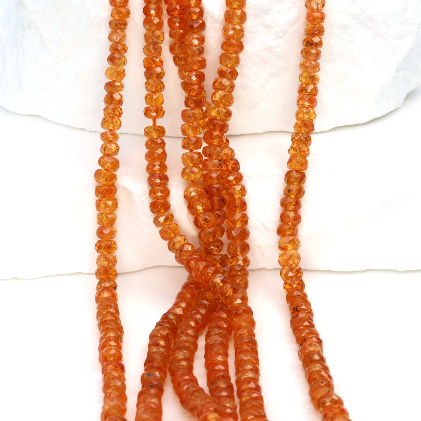 Spessartite Garnet 3mm - 4mm Hand Faceted Rondelles Bead Strand