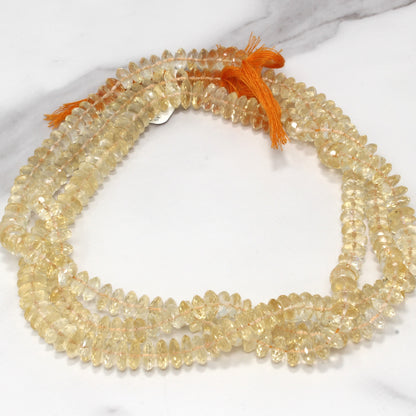 Light Yellow Citrine 8mm German Cut Faceted Rondelles