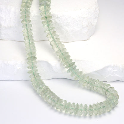 Green Amethyst 9mm German Cut Faceted Rondelles Bead Strand