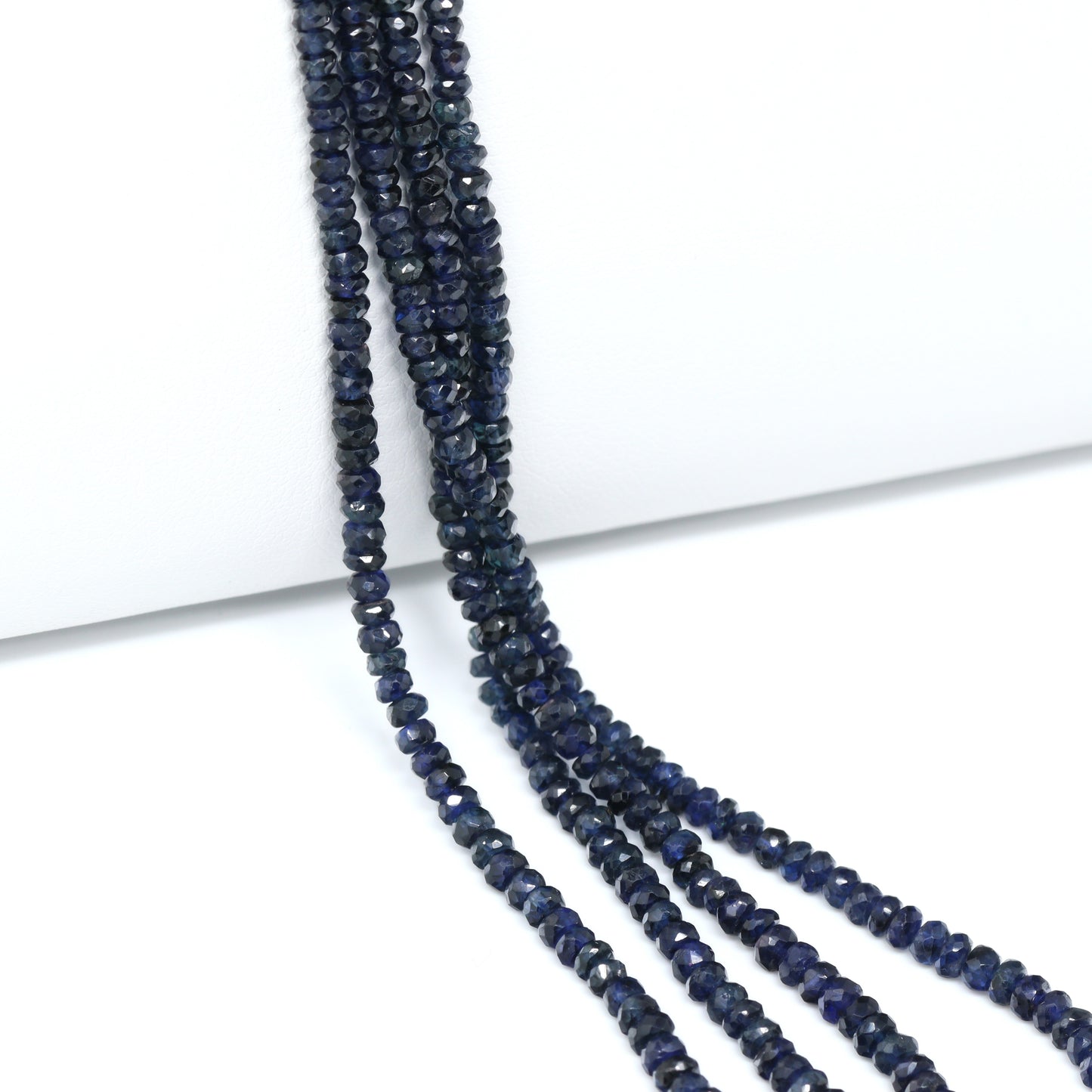 Blue Sapphire 2.5mm – 3.5mm Hand Faceted Rondelles Bead Strand