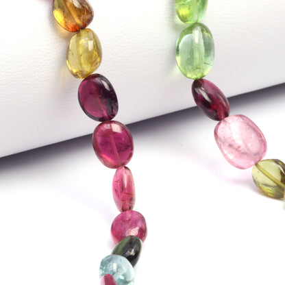 Watermelon Tourmaline 9x7mm - 11x8mm Smooth Nuggets Bead Strand