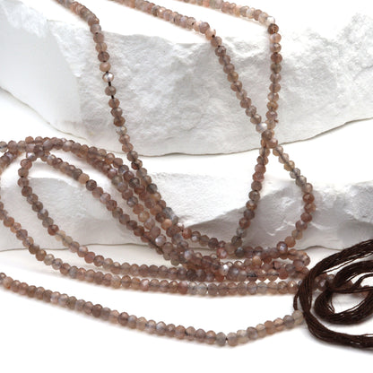 Chocolate Moonstone 2.5mm Faceted Rondelles Bead Strand