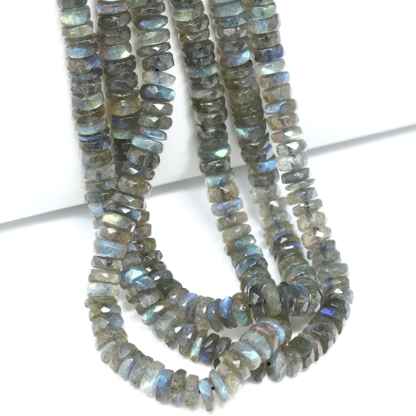 Blue Labradorite 5mm Faceted Tires Bead Strand