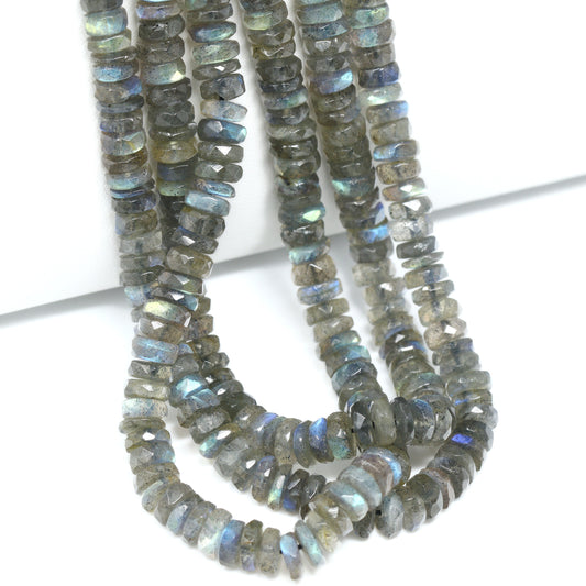 Blue Labradorite 5mm Faceted Tires Bead Strand