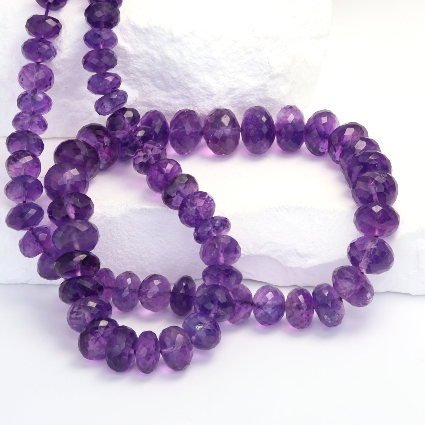 Purple Amethyst 7mm - 11mm Faceted Rondelles Bead Strand