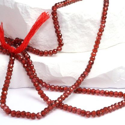 Red Garnet 3.5mm Faceted Rondelles Bead Strand