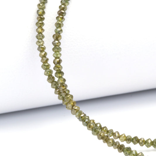 Green Diamond 1.8mm - 2.6mm Hand Faceted Rondelles Bead Strand