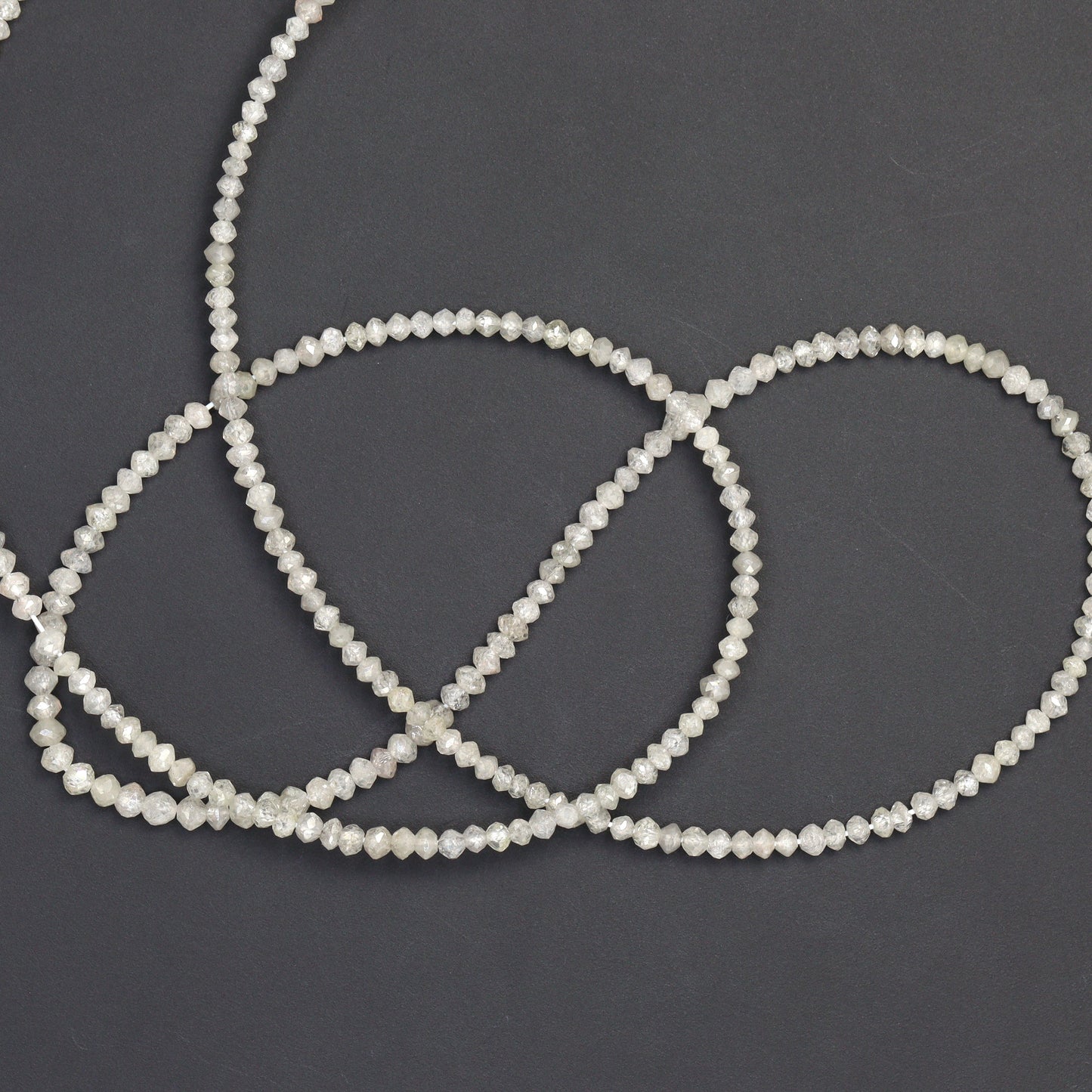 Gray Diamond 1.9mm - 2.2mm Faceted Rondelles Bead Strand