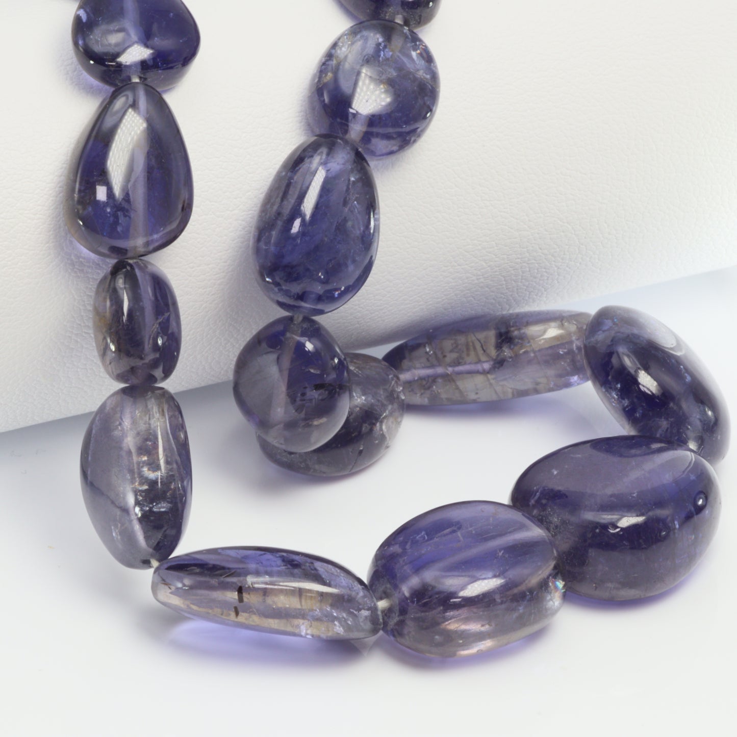 Blue Iolite 20x10mm - 25x15mm Smooth Ovals Bead Strand
