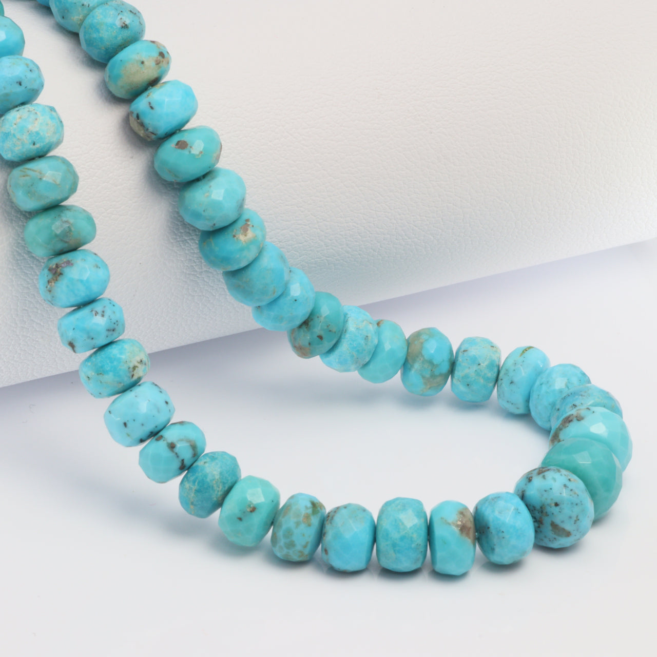 Natural Blue and Black Turquoise 6mm Faceted Rondelles