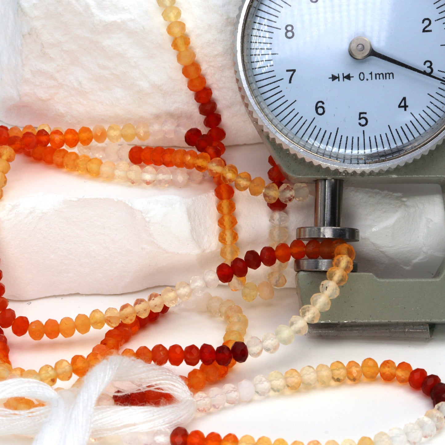 Ombre Mexican Fire Opal 3mm Faceted Rondelles Bead Strand