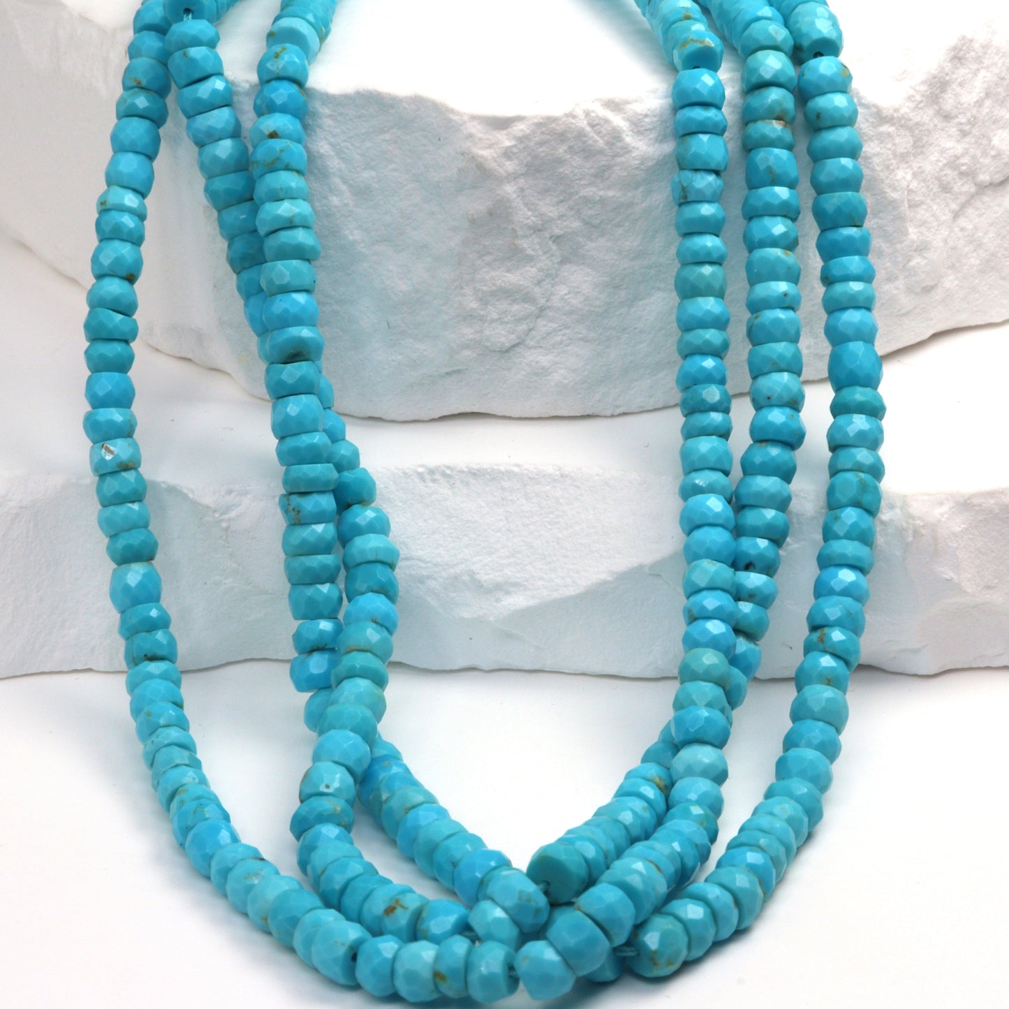 Natural Blue Turquoise 4.5mm Faceted Rondelles Bead Strand
