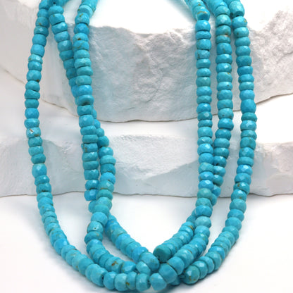 Natural Blue Turquoise 4.5mm Faceted Rondelles Bead Strand