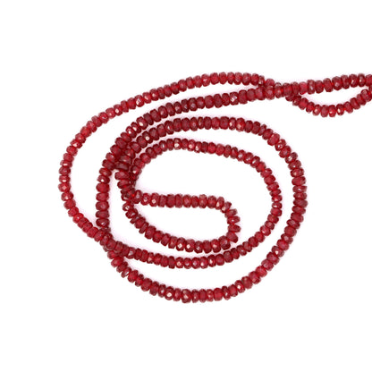 Red Ruby 2.5mm Hand Faceted Rondelles Bead Strand