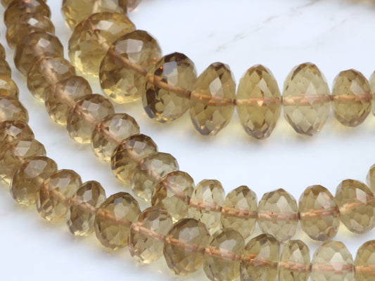 Champagne Quartz 6mm Faceted Rondelles