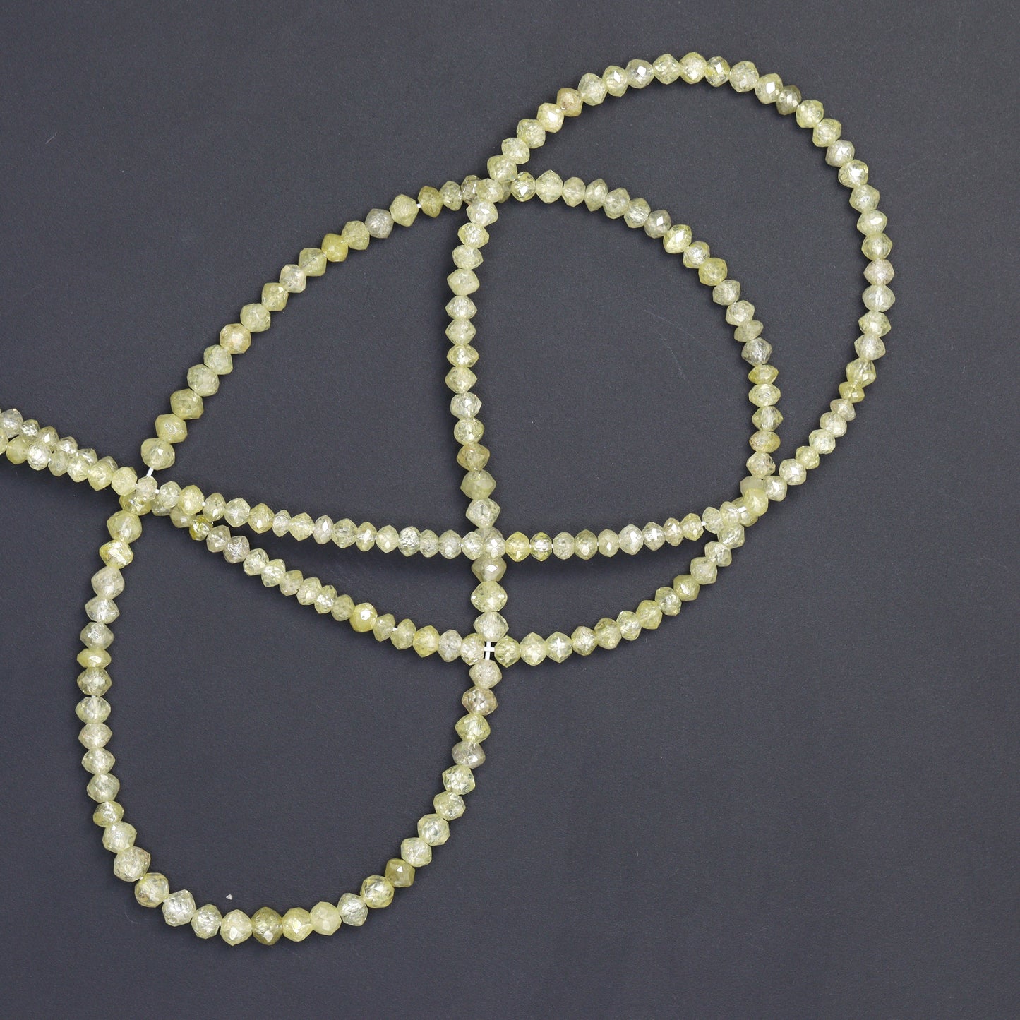 Champagne Diamond 2.1mm - 2.7mm Hand Faceted Rondelles Bead Strand