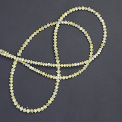 Champagne Diamond 2.1mm - 2.7mm Hand Faceted Rondelles Bead Strand