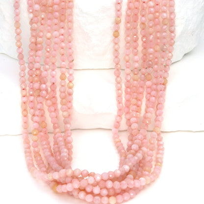 Pink Opal 2.5mm Faceted Rounds Bead Strand