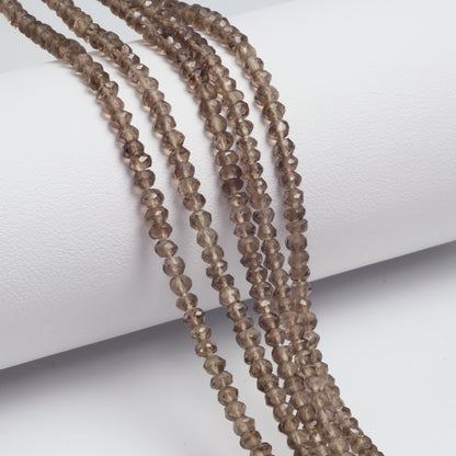 Brown Smoky Quartz 3mm Faceted Rondelles