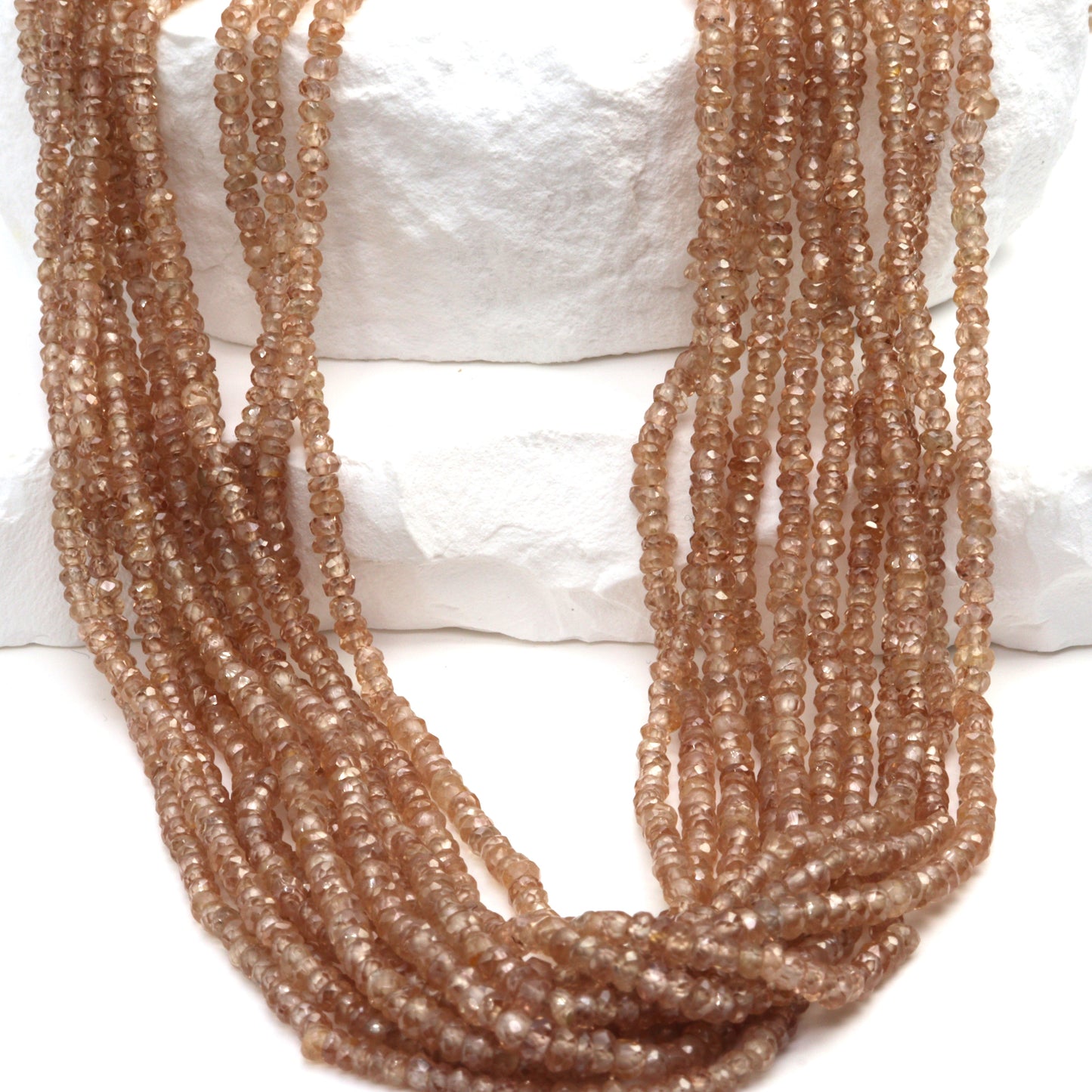 Natural Brown Zircon 2.5mm Hand Faceted Rondelles Bead Strand
