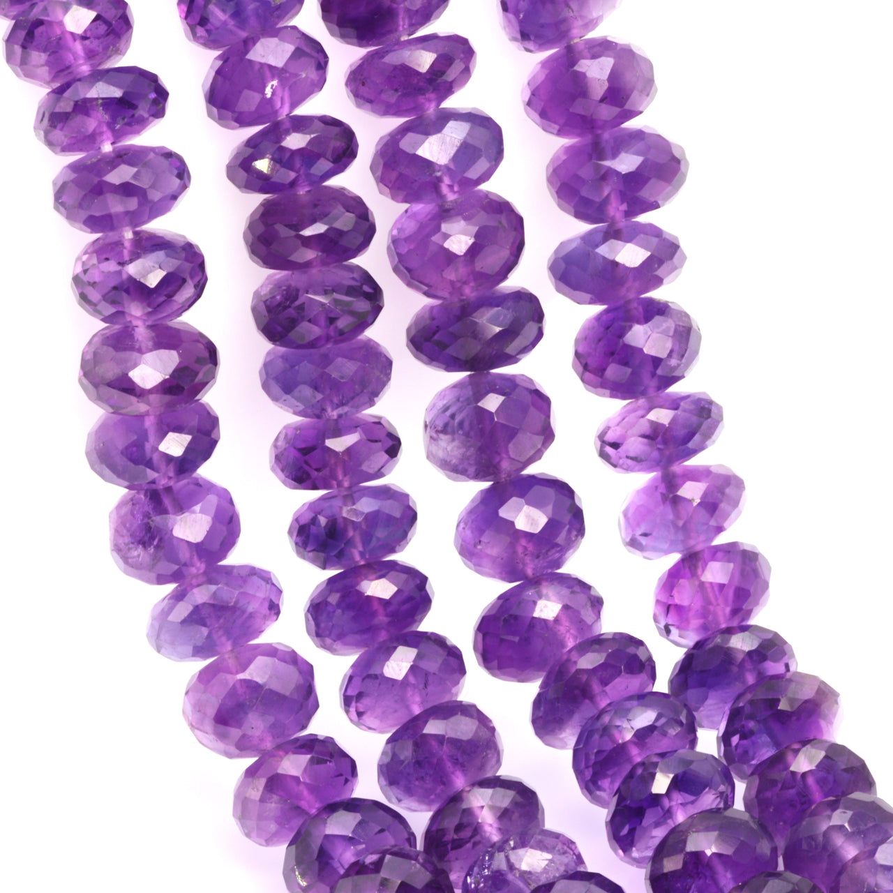 Purple Amethyst 8mm Faceted Rondelles Bead Strand