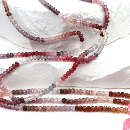 Multi Spinel 3mm Faceted Rondelles Bead Strand