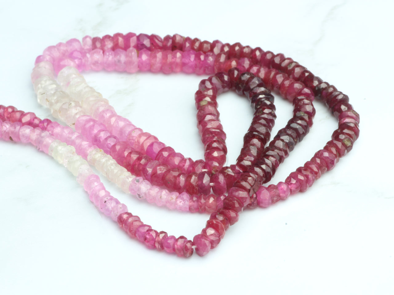Ombre Red and Pink Ruby 3mm Faceted Rondelles