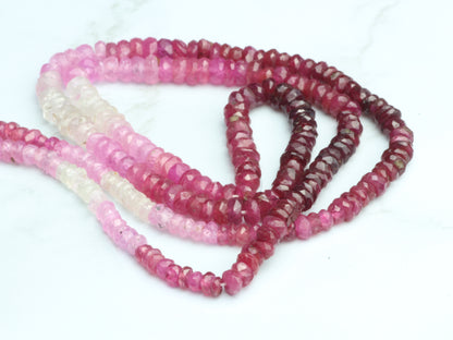 Ombre Red and Pink Ruby 3mm Faceted Rondelles