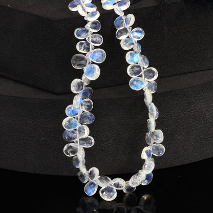 AAA Blue Rainbow Moonstone 7x5mm Faceted Pear Shaped Briolettes