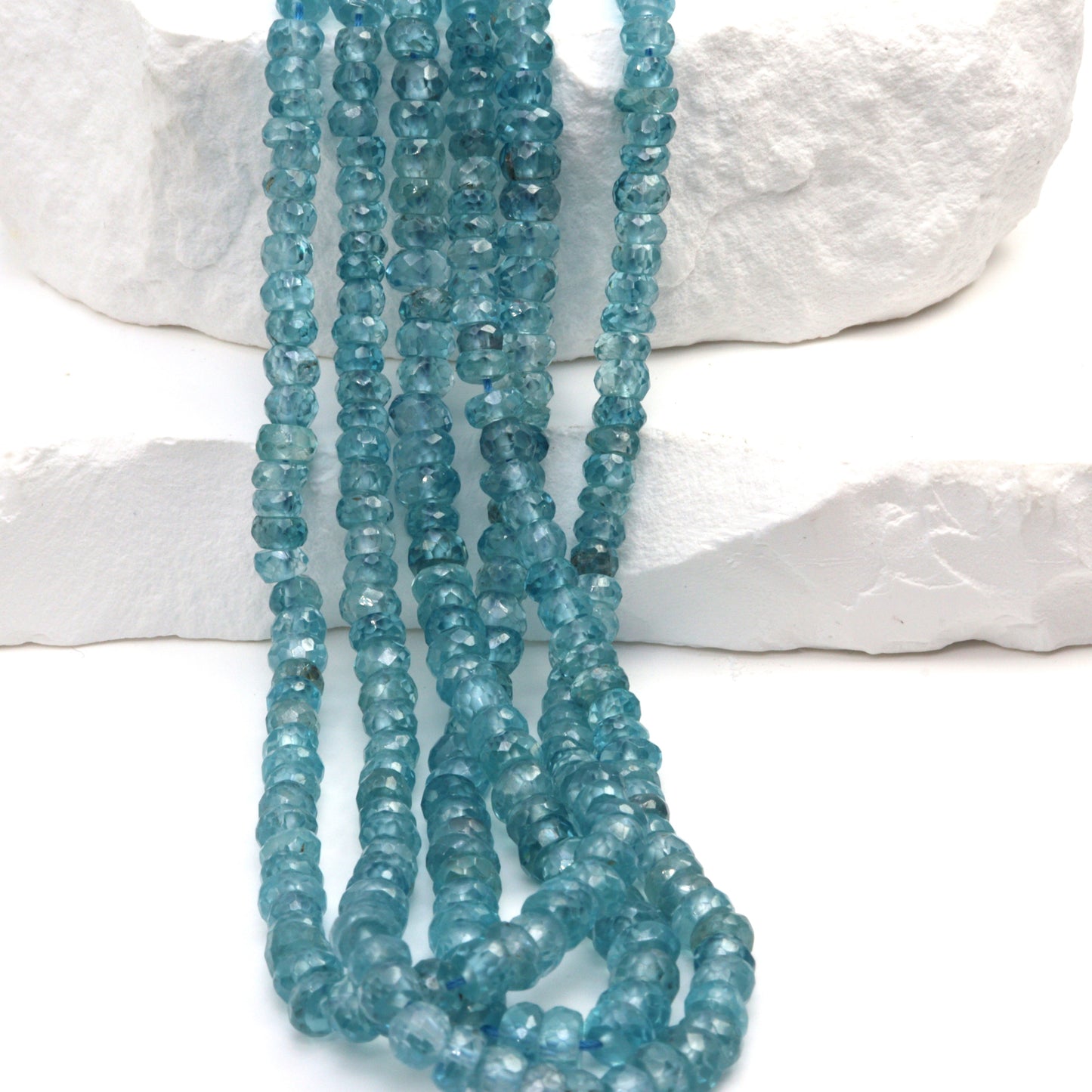 Blue Zircon 4mm Faceted Rondelles