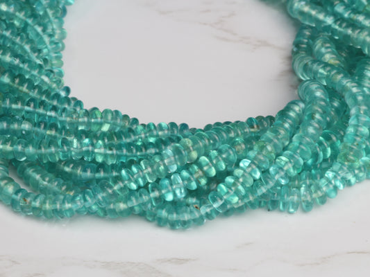 Sea Blue Apatite 4mm Smooth Rondelles