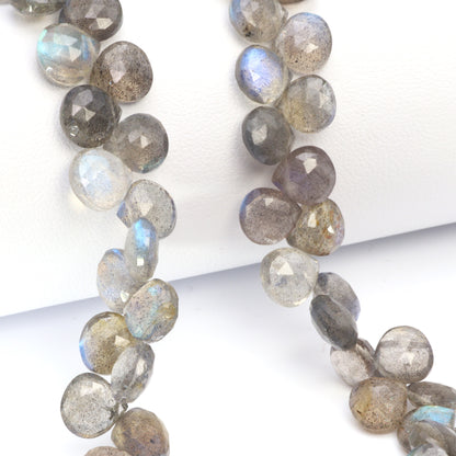AA Blue Labradorite 7mm - 8mm  Faceted Hearts Bead Strand