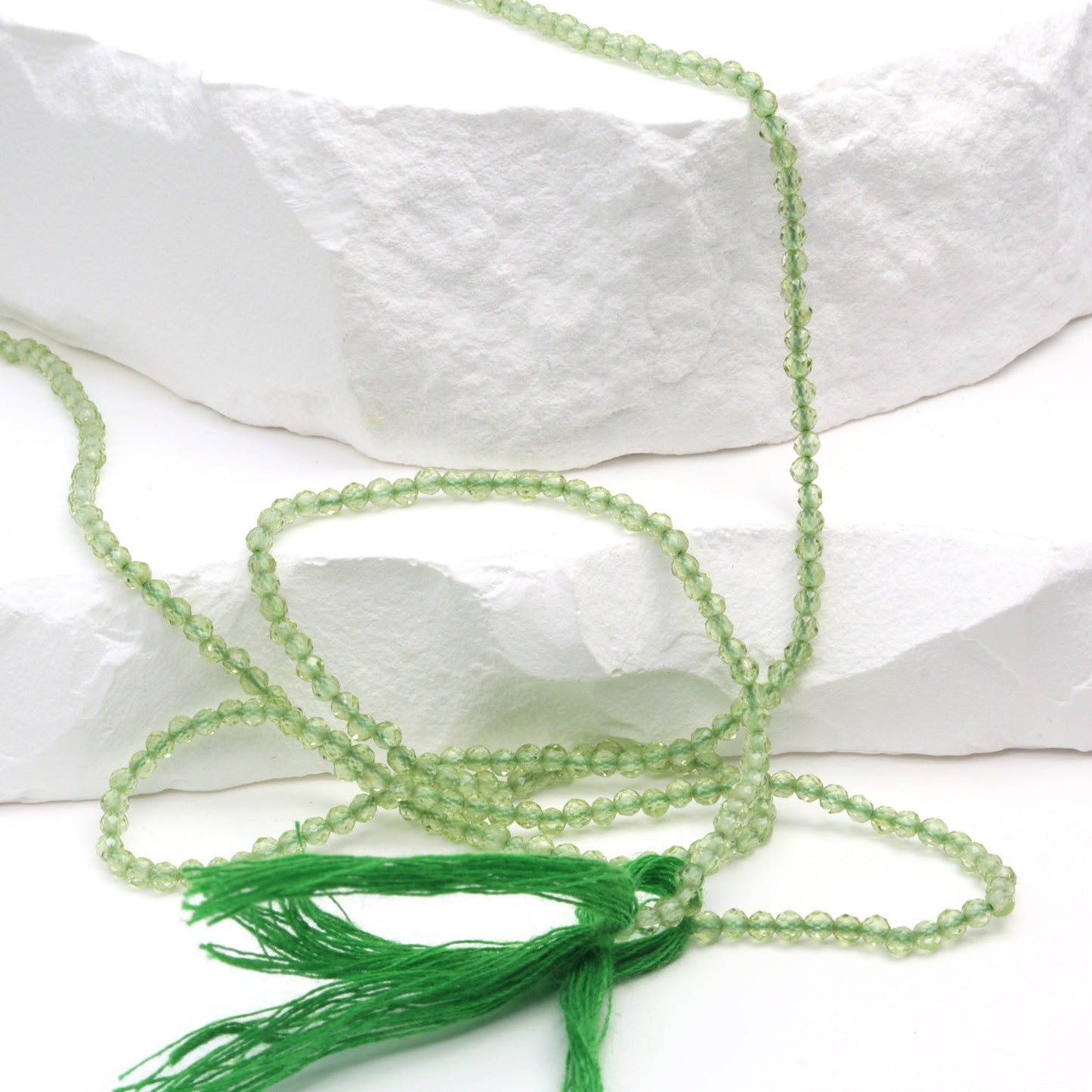 Green Peridot 2mm Faceted Rounds Bead Strand