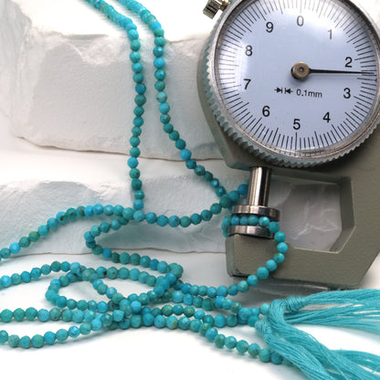 AA Natural Blue Turquoise 2.5mm Faceted Rounds Bead Strand