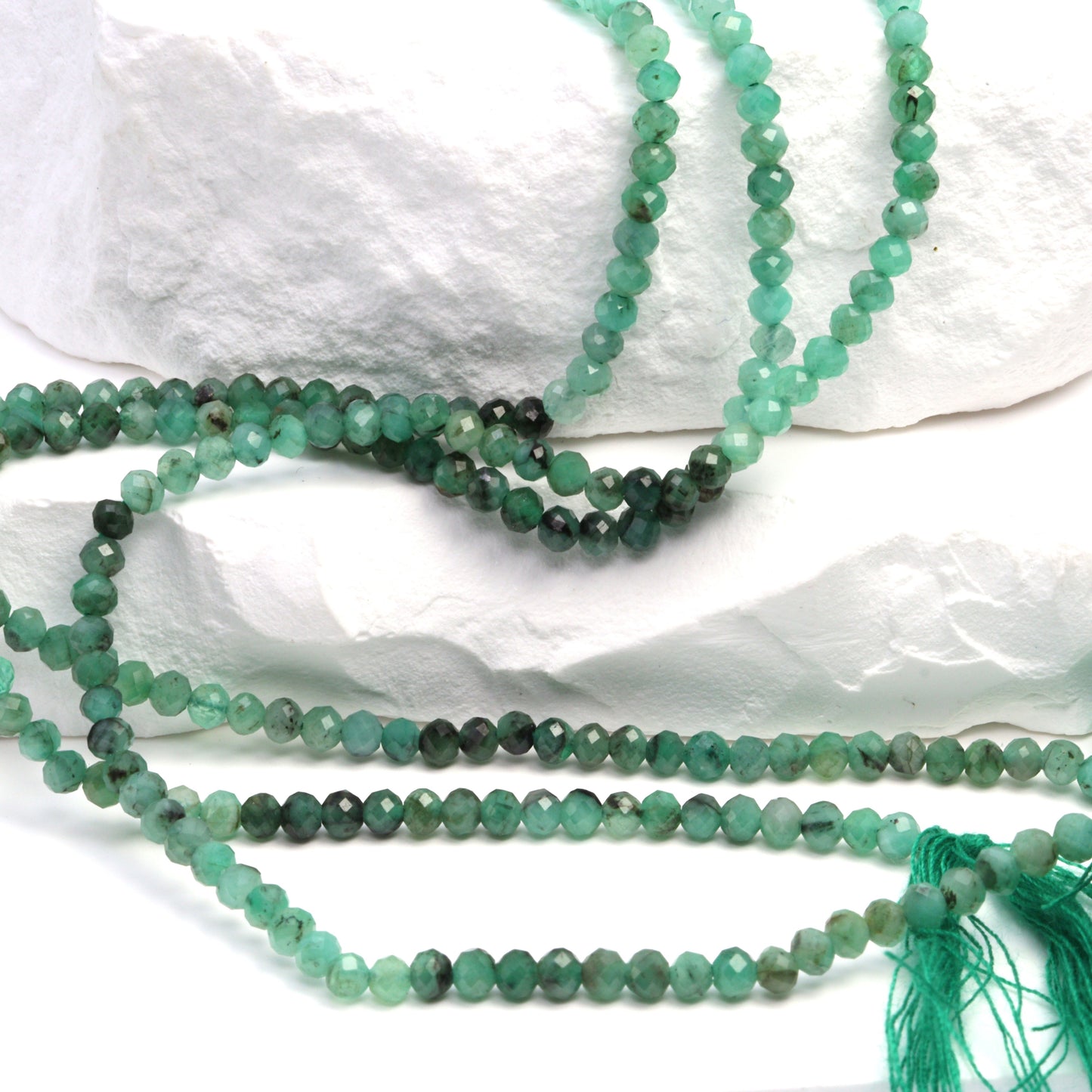 Ombre Sakoda Emerald 3mm Faceted Rondelles Bead Strand