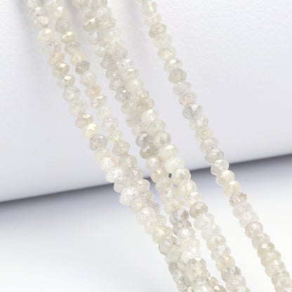 Gray Diamond 2mm - 2.7mm Hand Faceted Rondelles Bead Strand