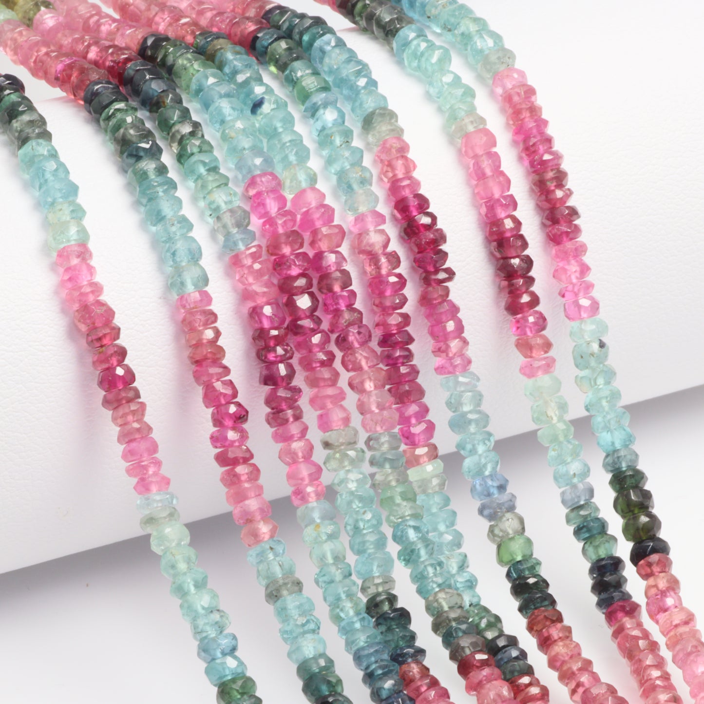 Watermelon Tourmaline 3.5mm Hand Faceted Rondelles Bead Strand