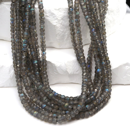 Blue Labradorite 3mm Faceted Rondelles Bead Strand