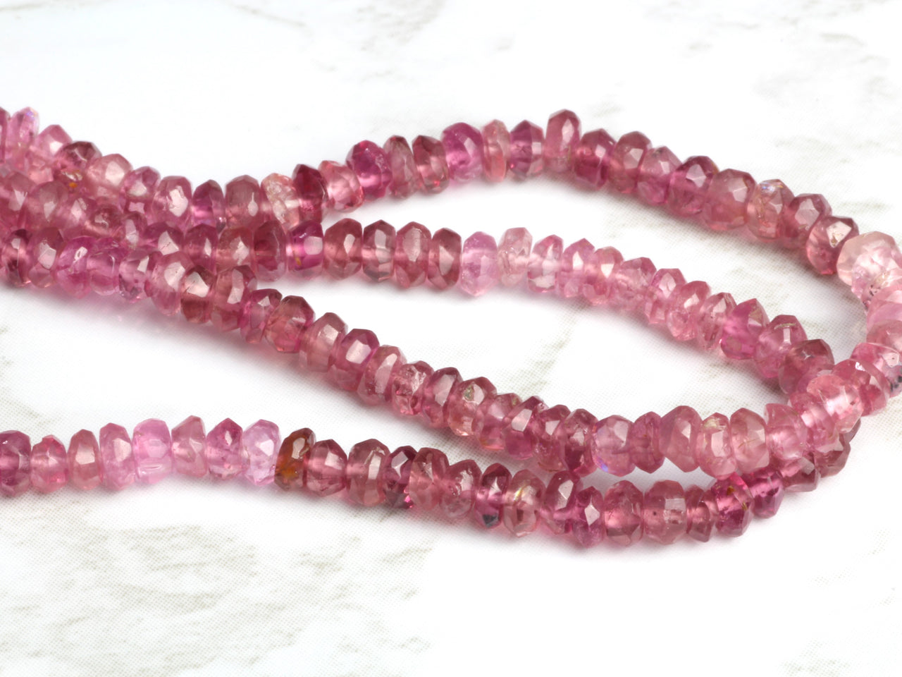 Ombre Pink Tourmaline 3mm Faceted Rondelles