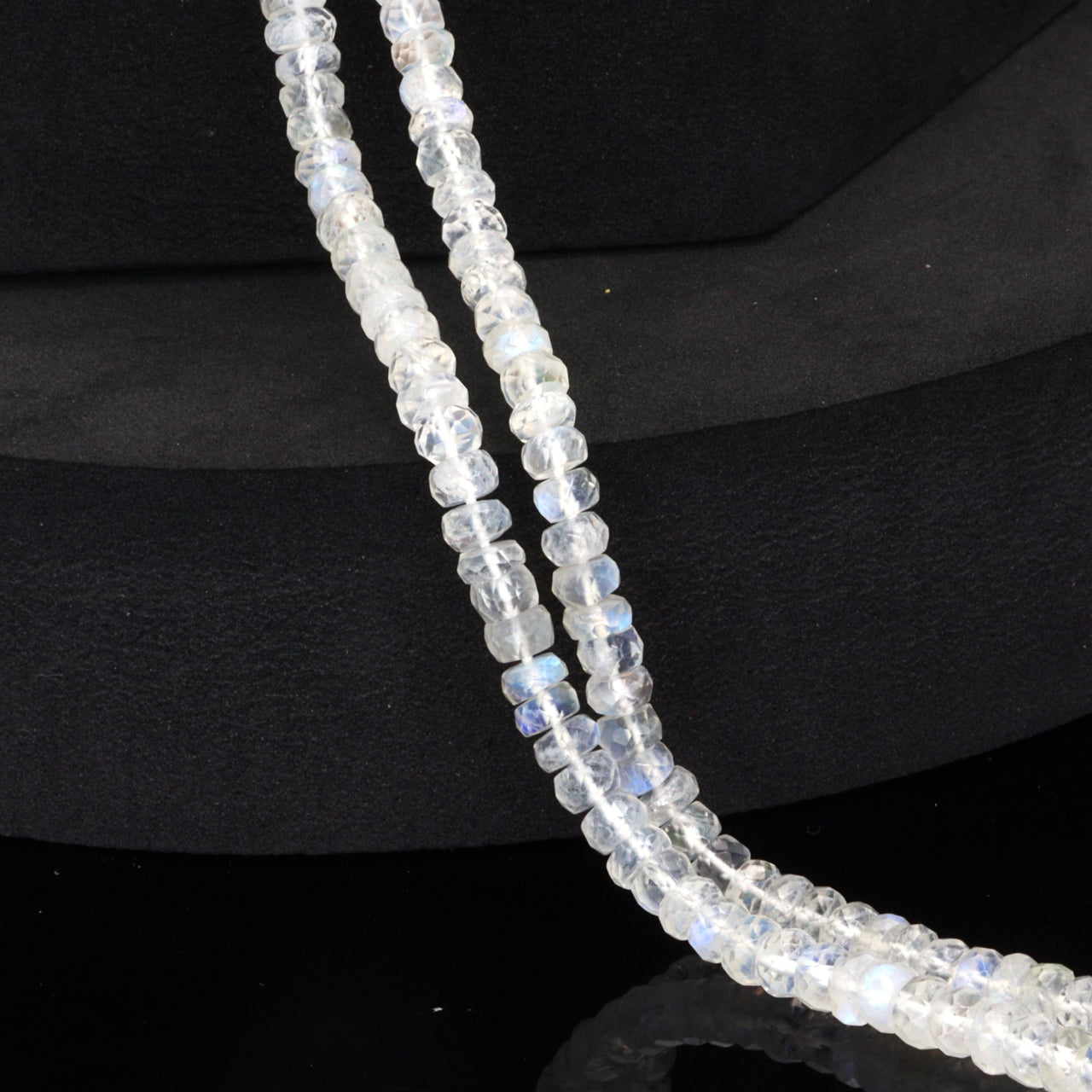 AA Blue Rainbow Moonstone 4.5mm Faceted Rondelles