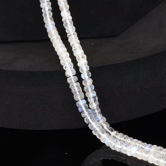 AA Blue Rainbow Moonstone 4.5mm Faceted Rondelles