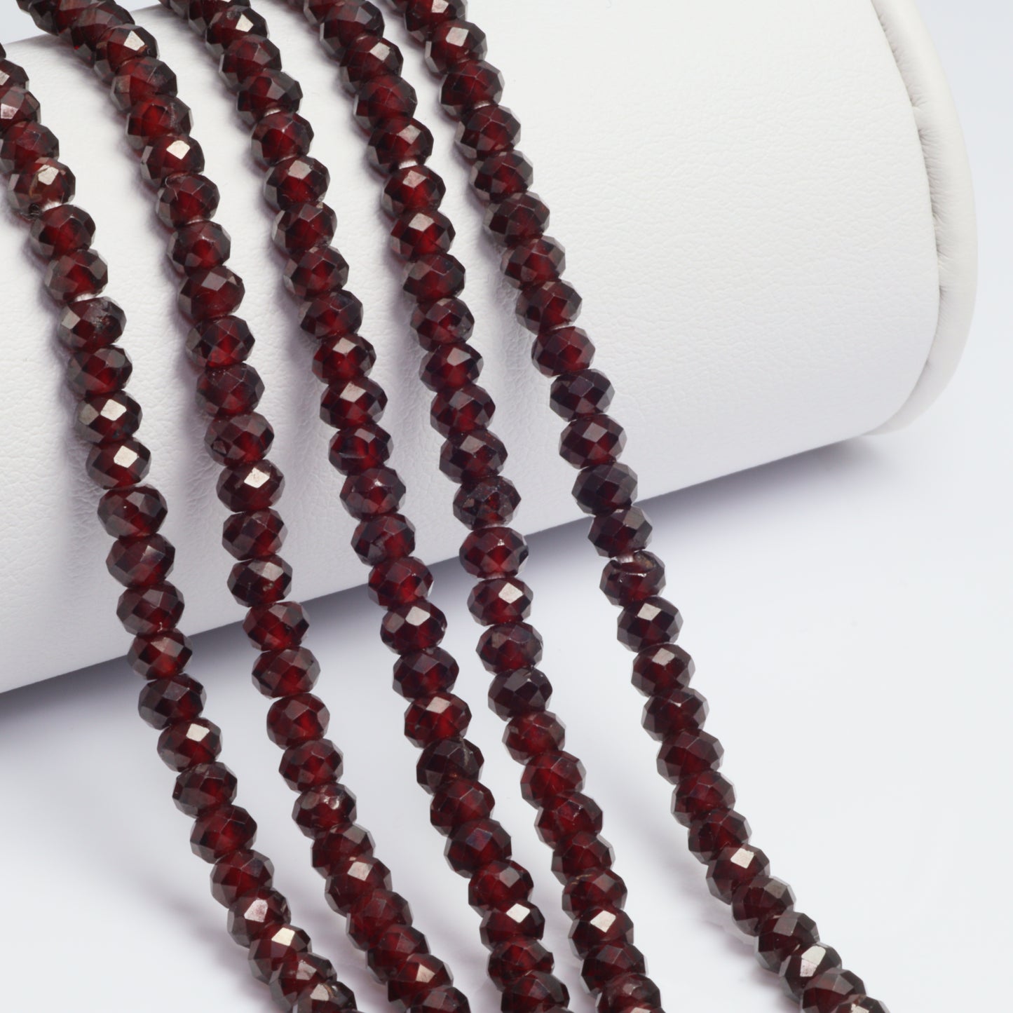 Red Garnet 4mm Faceted Rondelles Bead Strand
