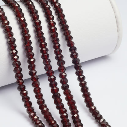 Red Garnet 4mm Faceted Rondelles Bead Strand