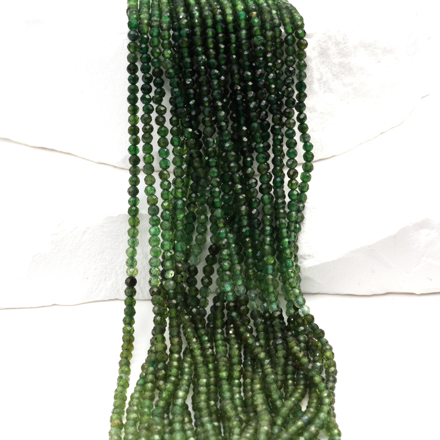 Ombre Green Tourmaline 2mm Faceted Rondelles Bead Strand