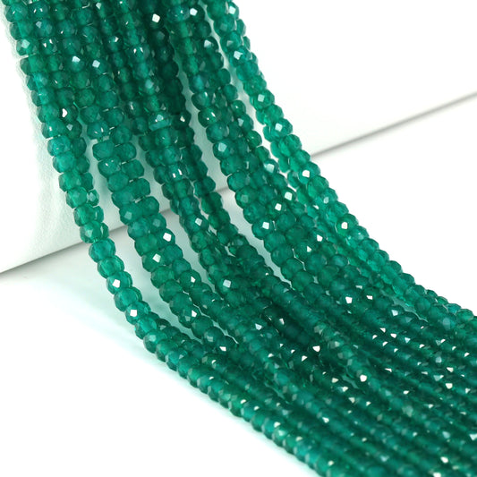 Green Onyx 3mm Faceted Rondelles Bead Strand
