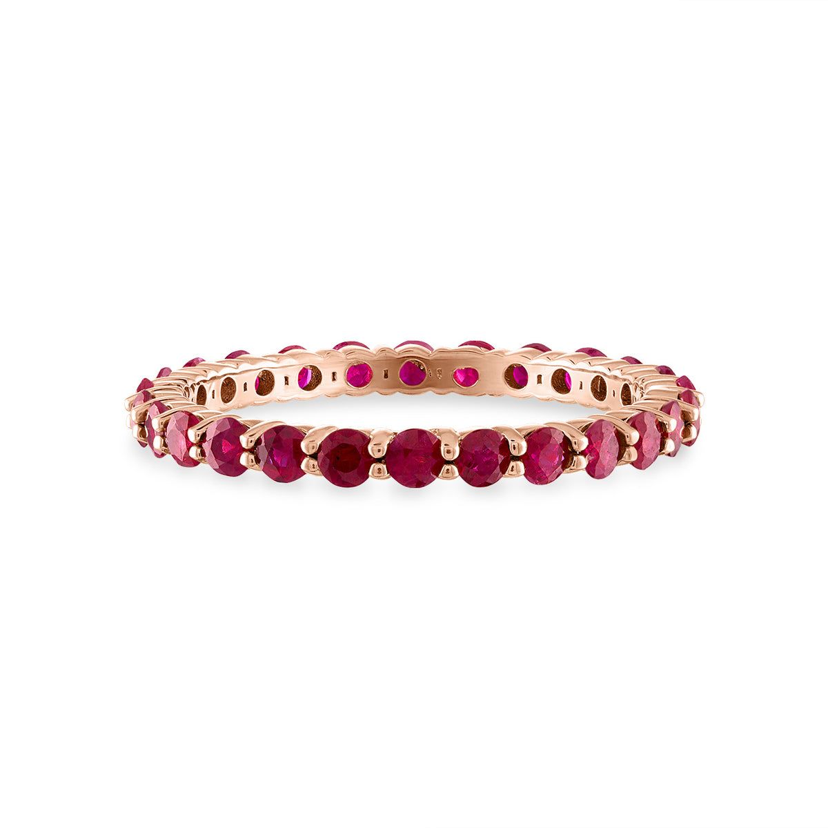 18k Rose Gold Ruby Shared Prong ring, alternate view 5