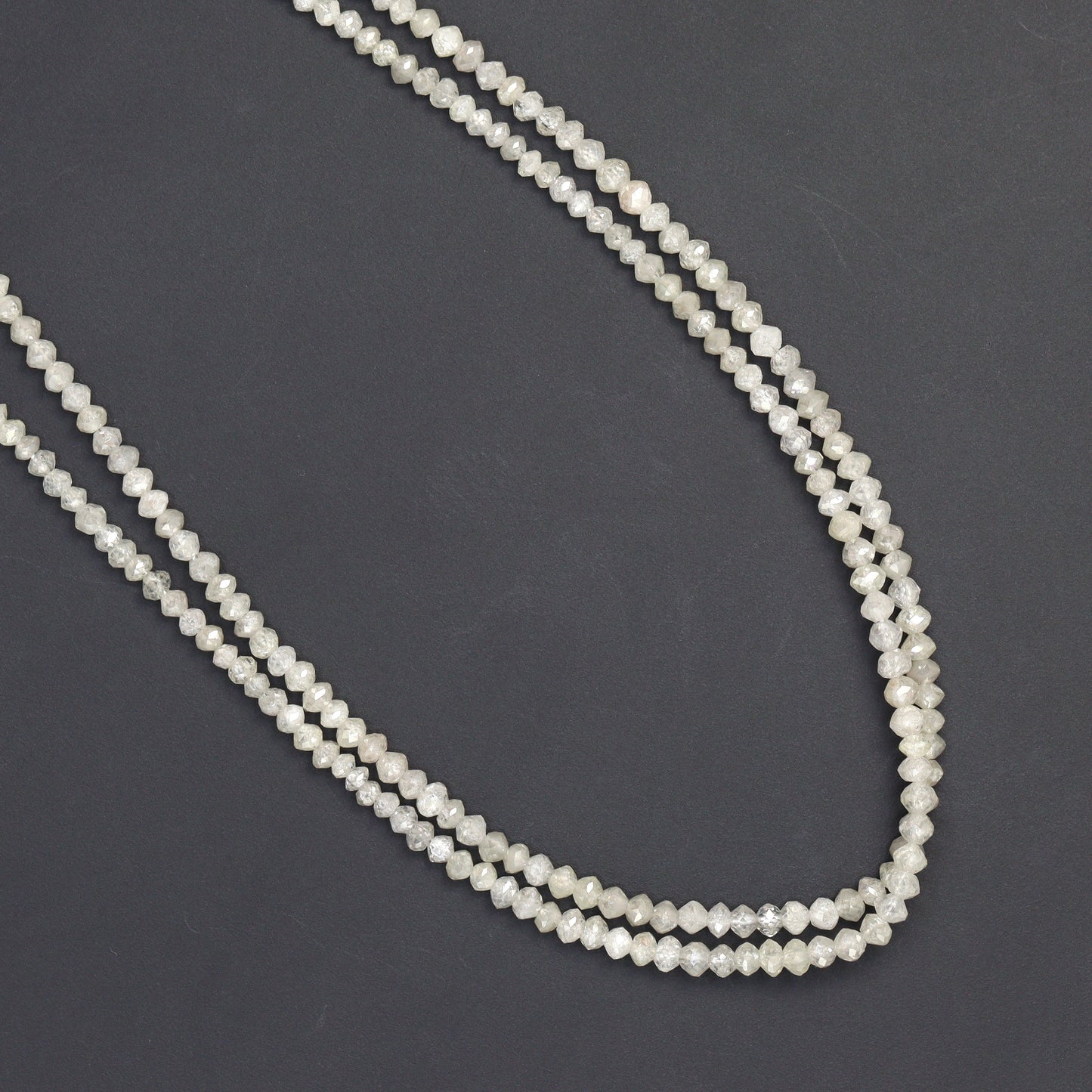 Gray Diamond 1.9mm - 2.2mm Hand Faceted Rondelles Bead Strand