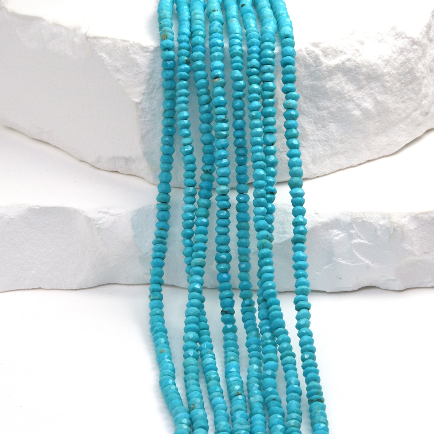 Natural Blue Turquoise 2.5mm Faceted Rondelles